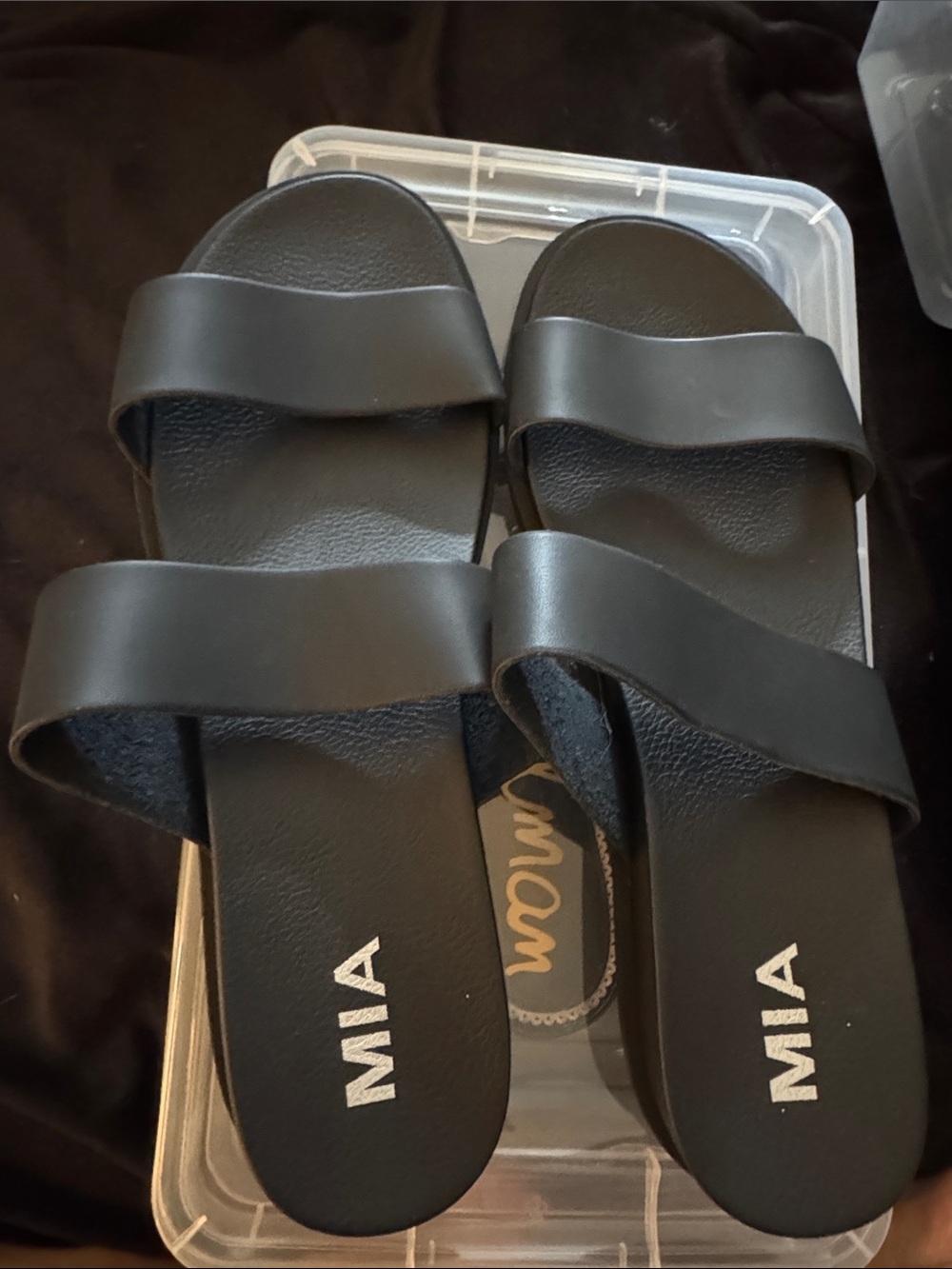 MIA Black Double-Strap Slide Sandals